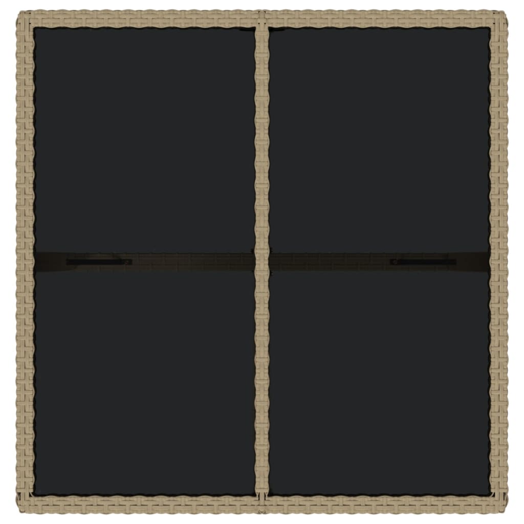 Hagebord beige 109x107x74 cm polyrotting og glass