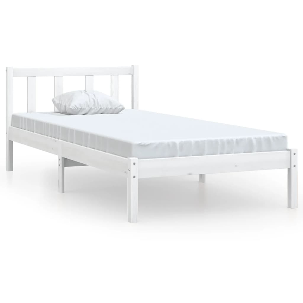 Sengeramme hvit heltre furu 90x190 cm Single