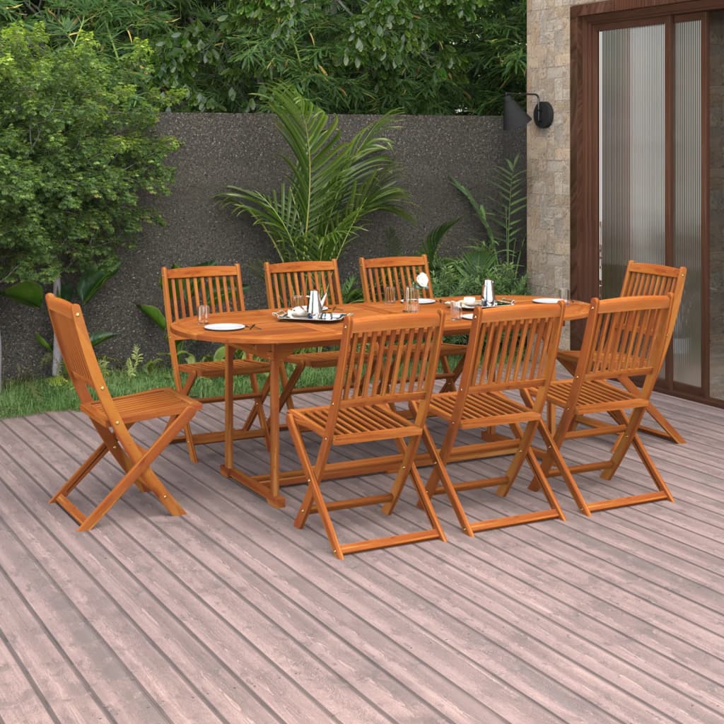 Hagespisegruppe 9 deler 220x90x75 cm heltre akasie