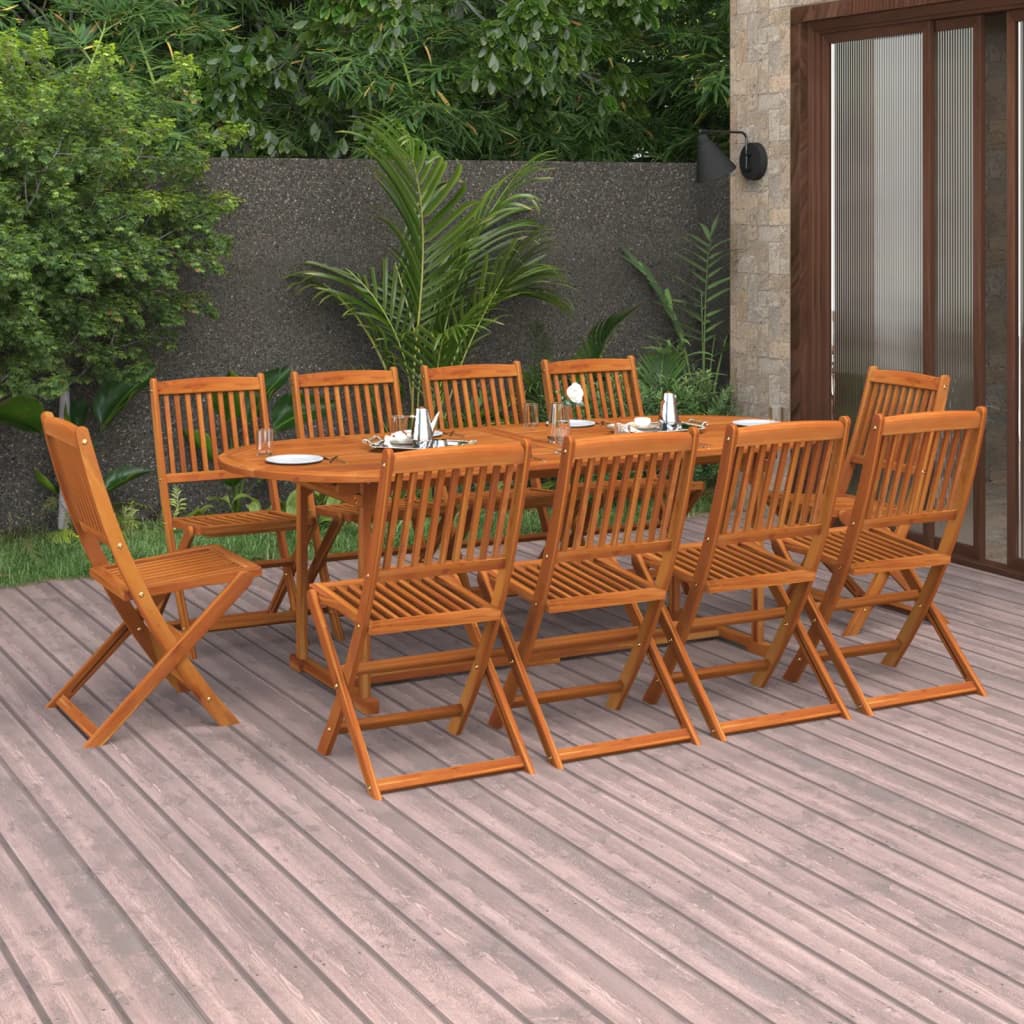 Hagespisegruppe 11 deler 220x90x75 cm heltre akasie