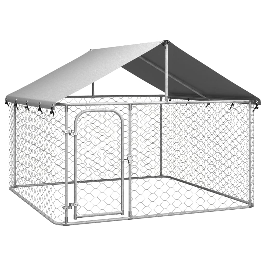 Utendørs hundegård med tak 200x200x150 cm