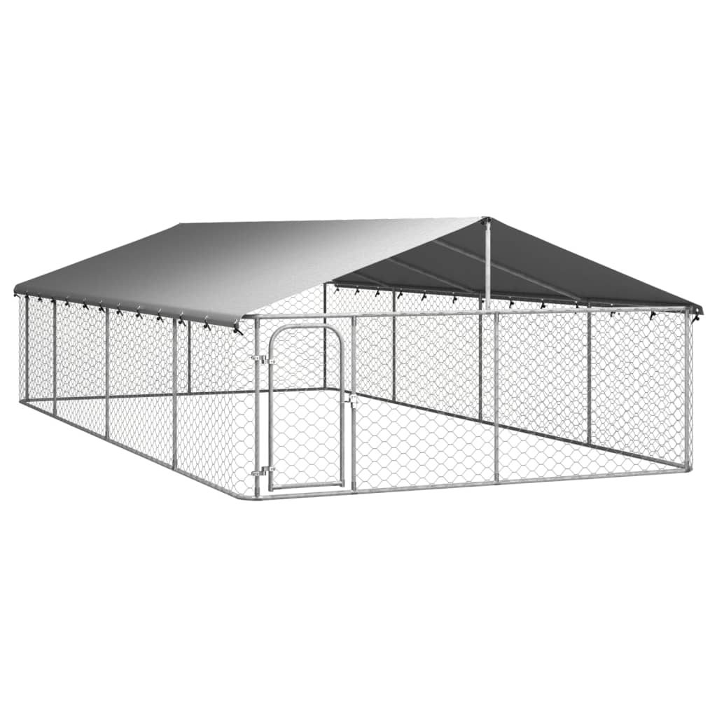 Utendørs hundegård med tak 600x300x150 cm