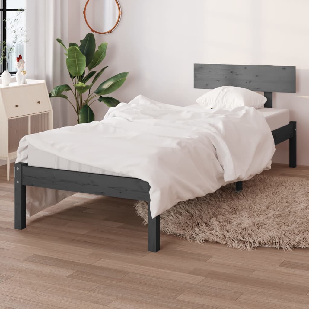 Sengeramme grå heltre furu 90x190 cm Single