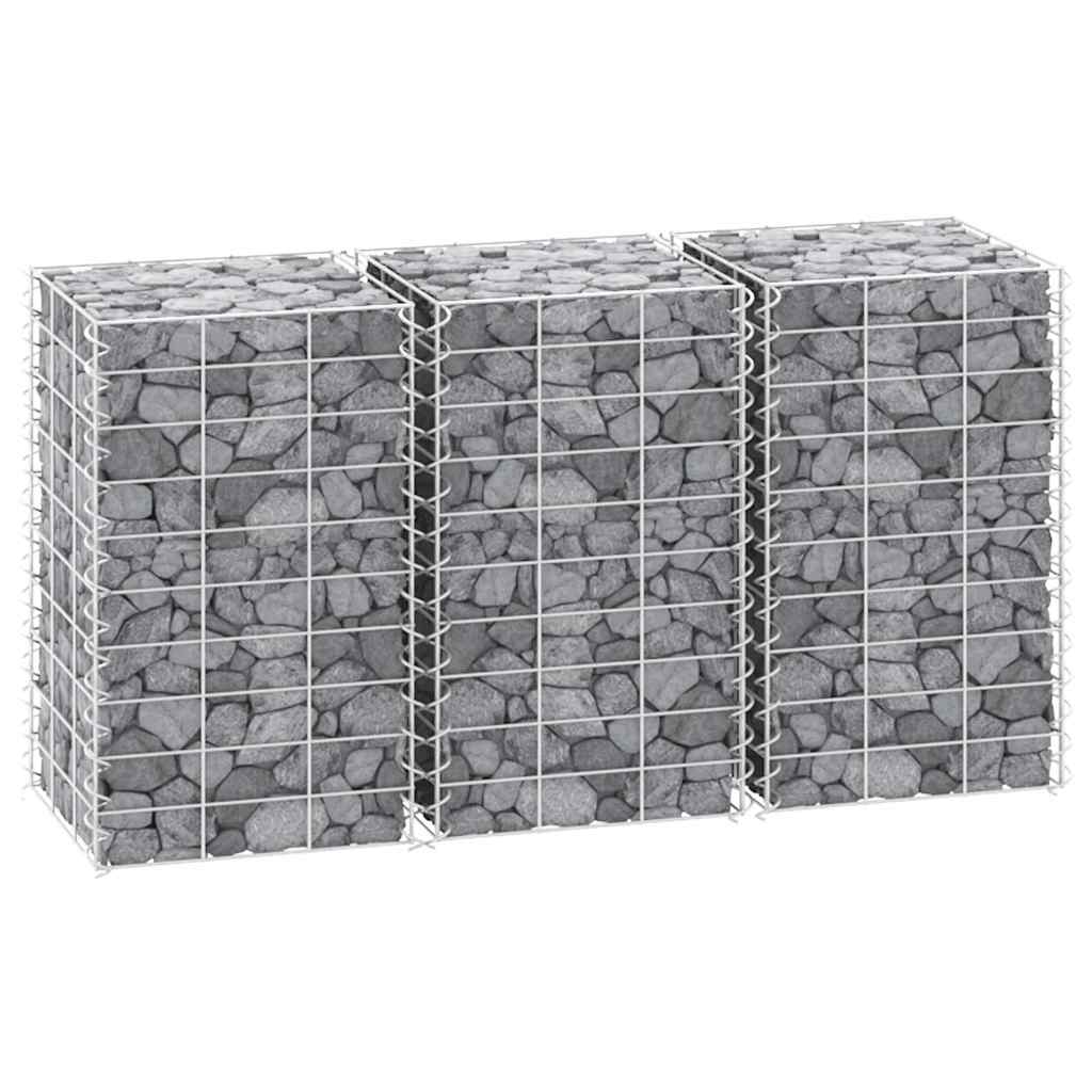 Gabion høybed 3 stk 30x30x50 cm jern