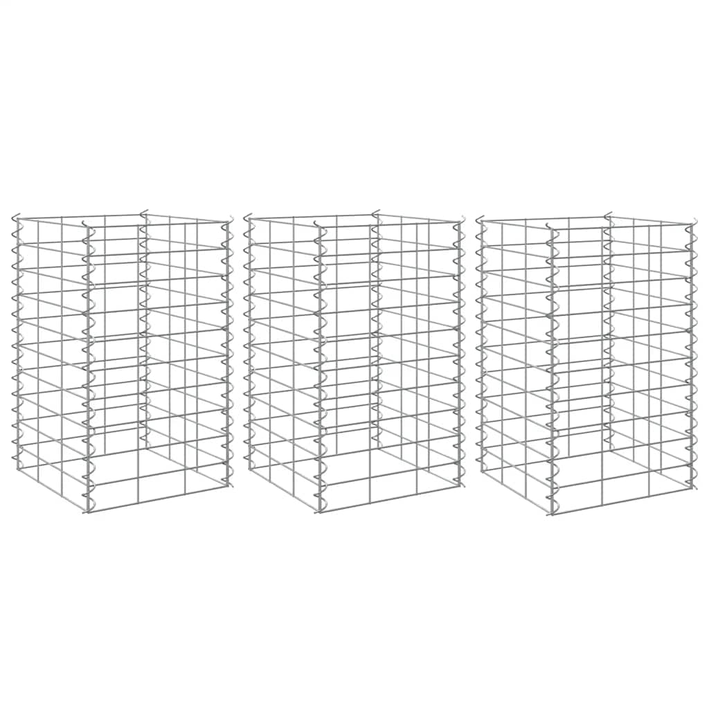 Gabion høybed 3 stk 30x30x50 cm jern