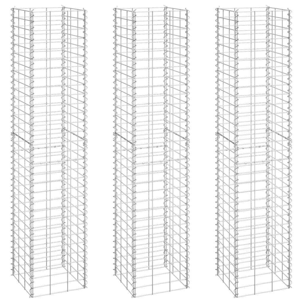Gabion høybed 3 stk 30x30x150 cm jern