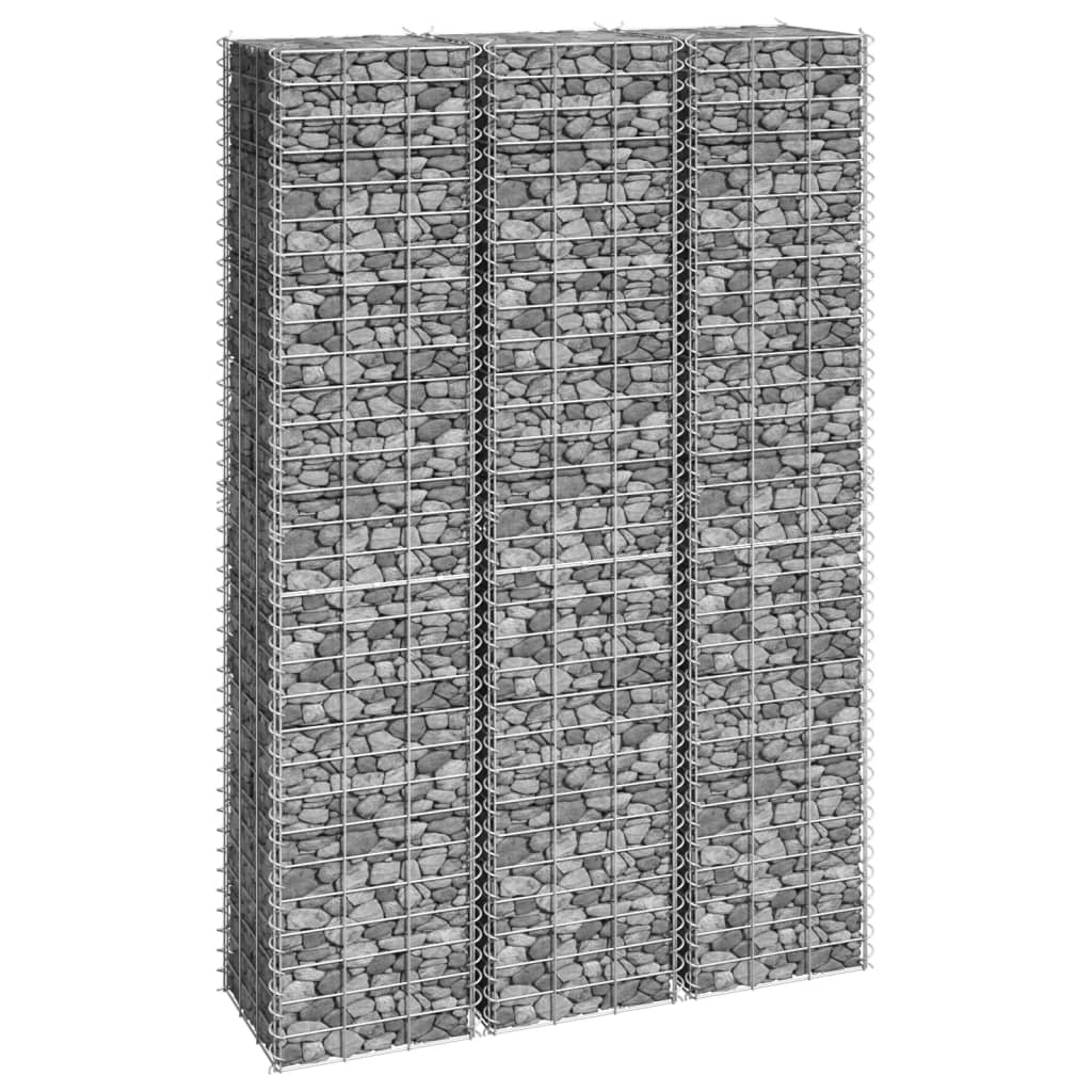 Gabion høybed 3 stk 30x30x150 cm jern