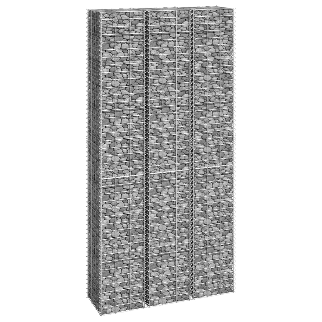 Gabion høybed 3 stk 30x30x200 cm jern