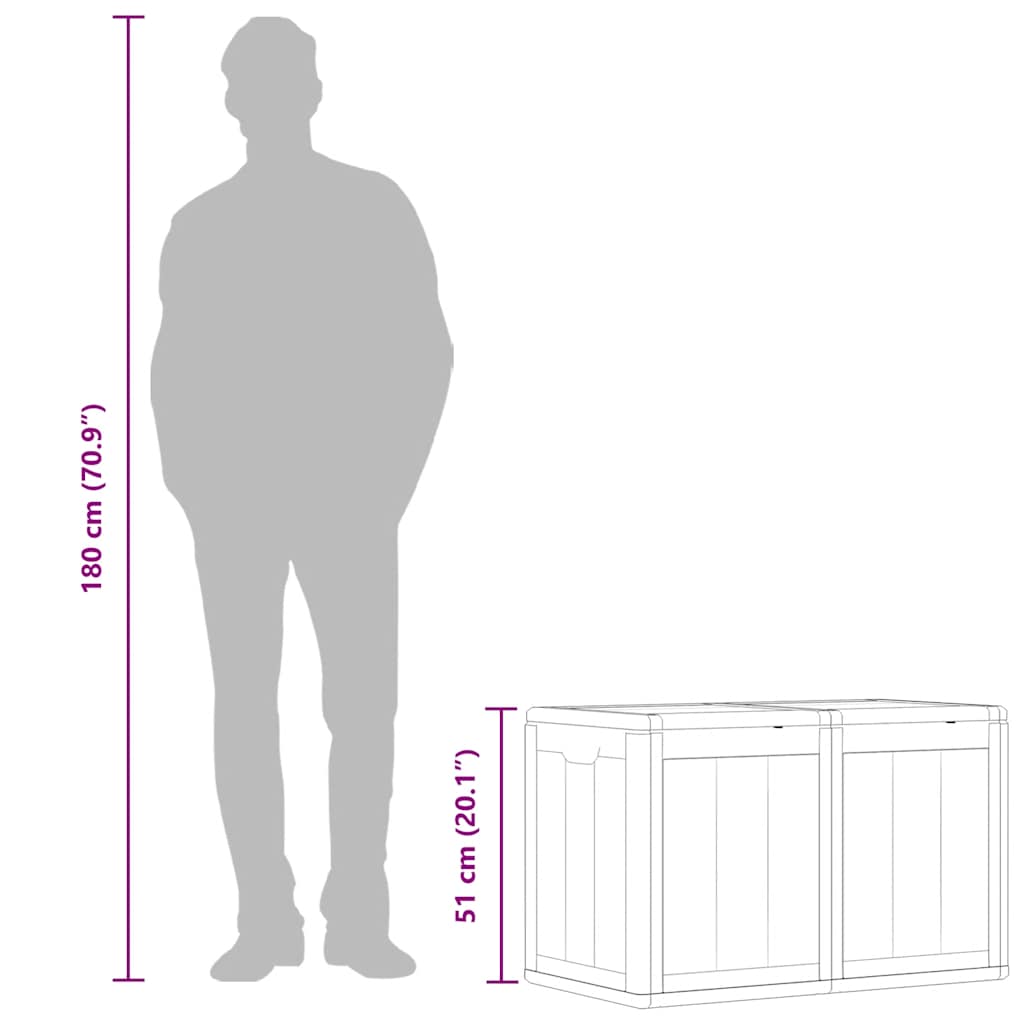 Putekasse for hage 180 L grå PP-treutseende