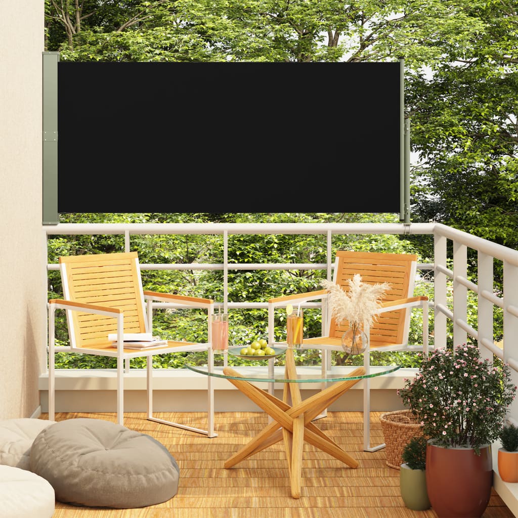 Uttrekkbar sidemarkise 140x300 cm svart
