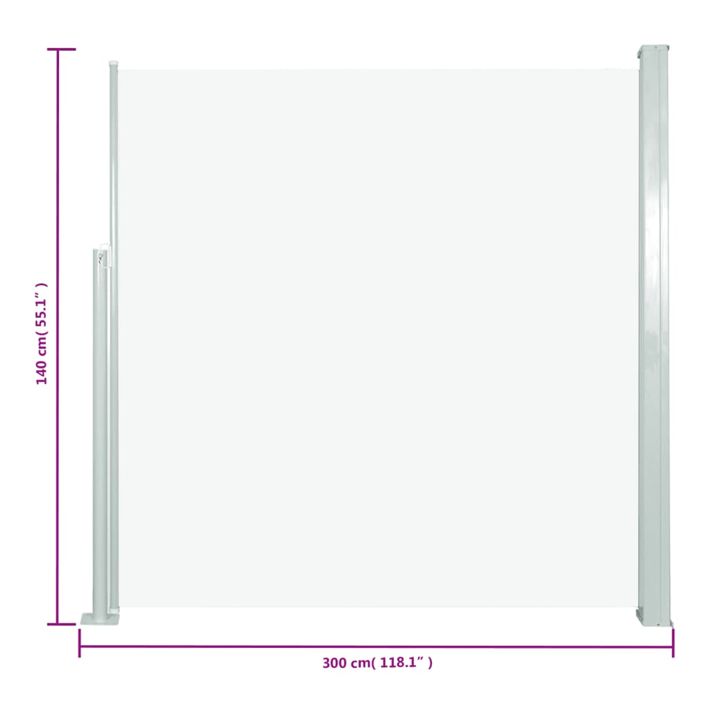 Uttrekkbar sidemarkise 140x300 cm kremhvit