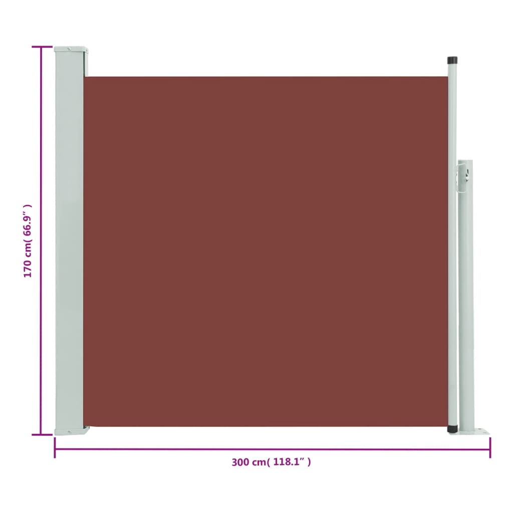 Uttrekkbar sidemarkise 170x300 cm brun