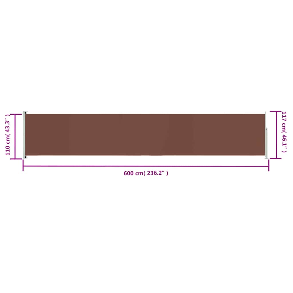 Uttrekkbar sidemarkise 117x600 cm brun