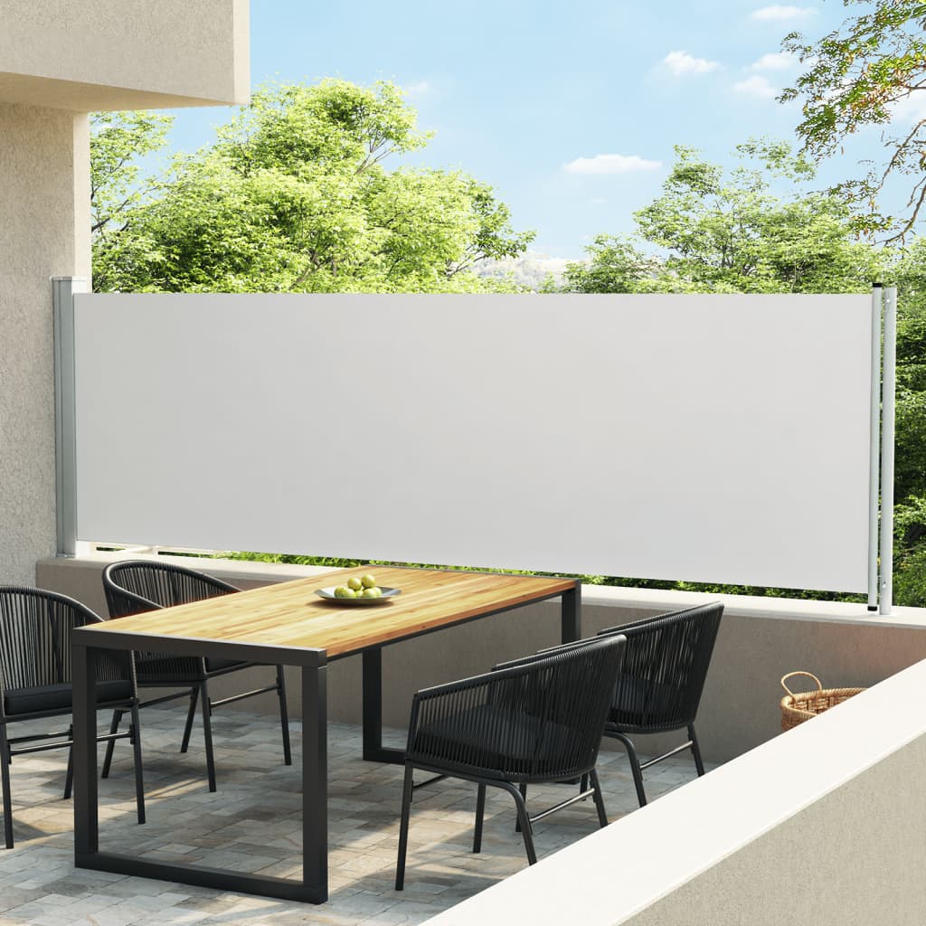 Uttrekkbar sidemarkise 140x600 cm kremhvit