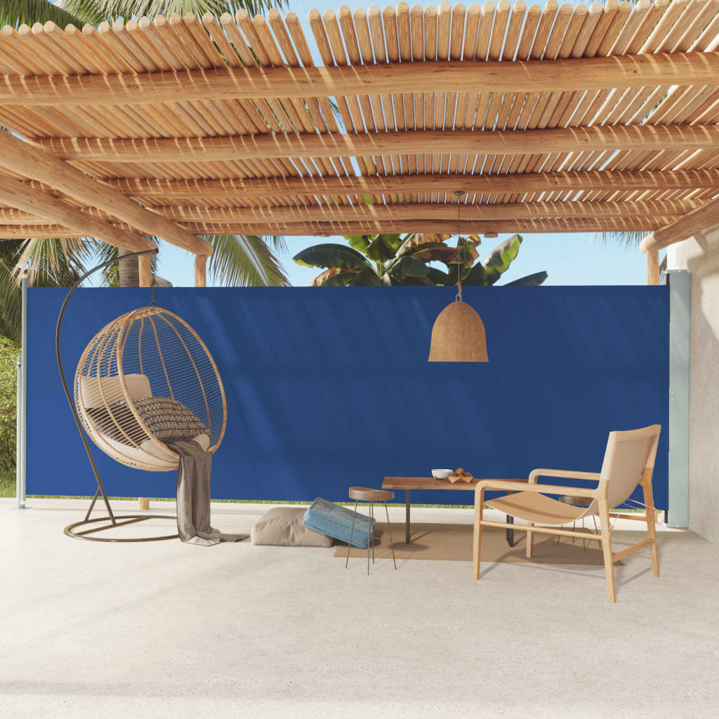 Uttrekkbar sidemarkise 180x600 cm blå