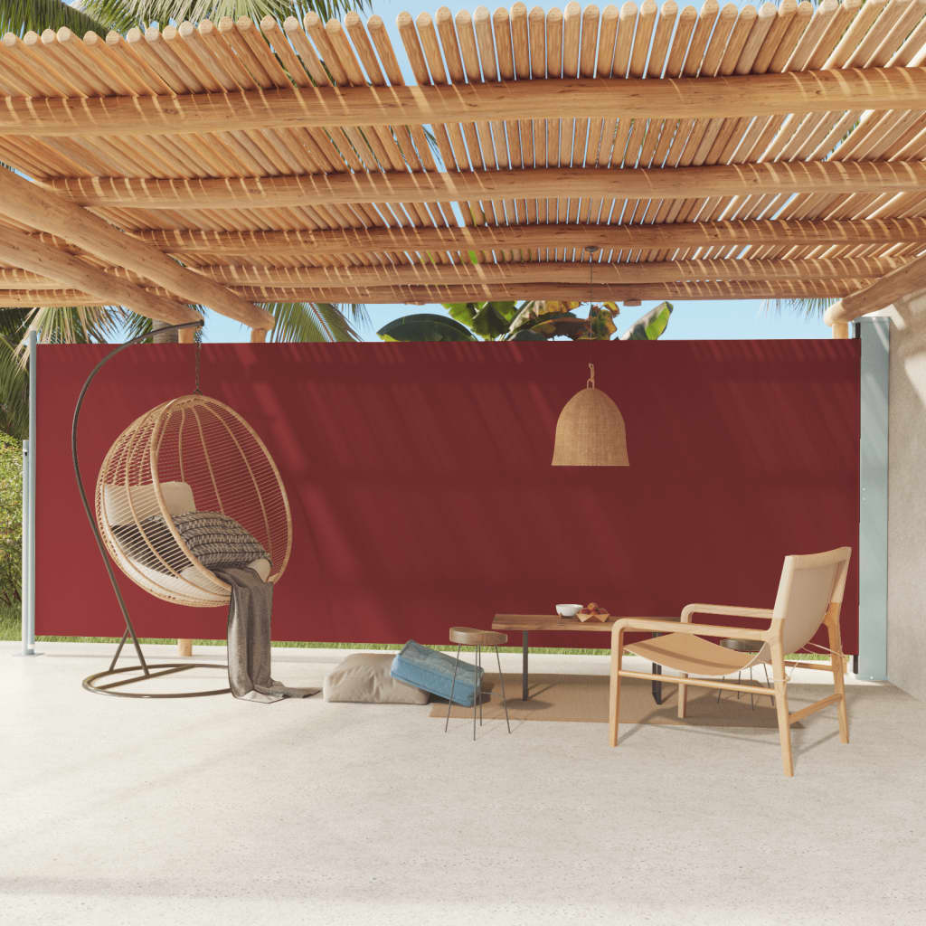 Uttrekkbar sidemarkise 200x600 cm rød