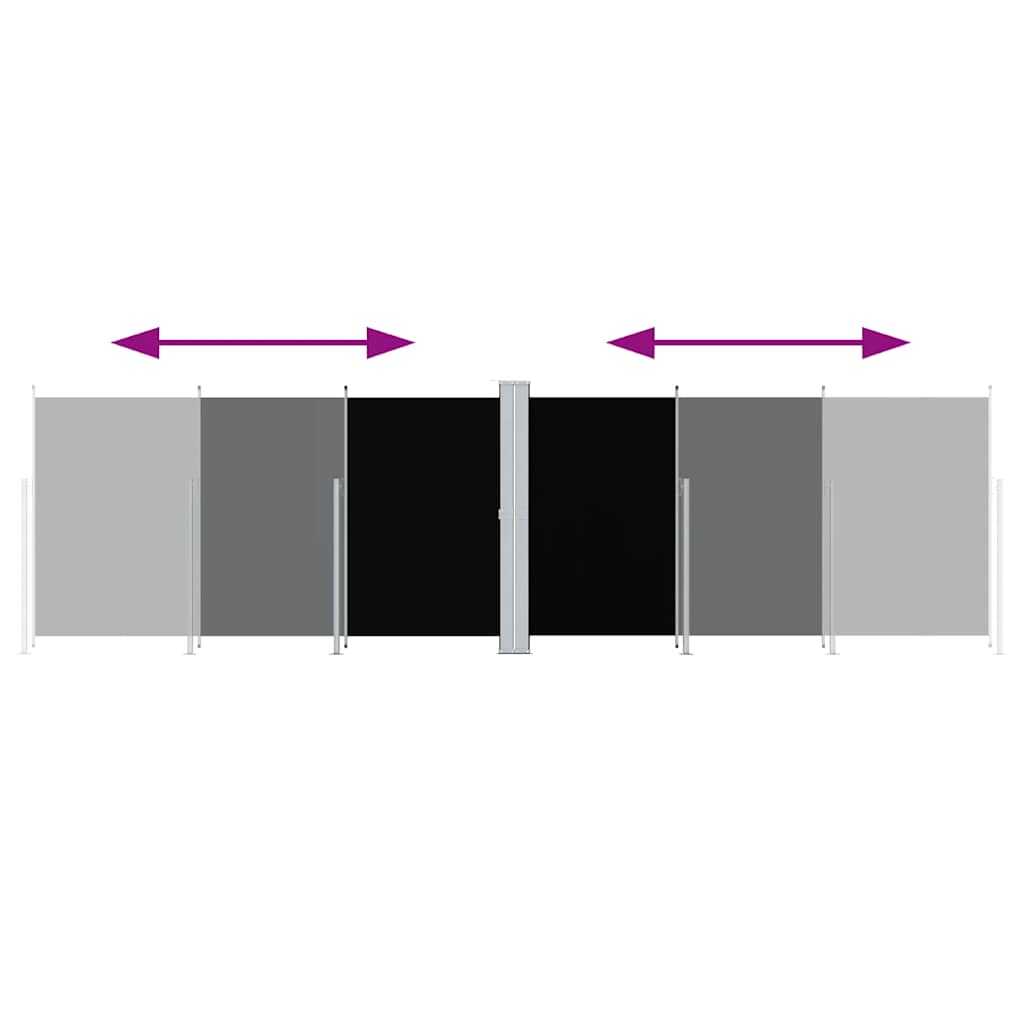 Uttrekkbar sidemarkise 180x600 cm svart