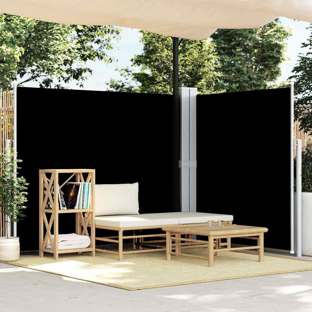 Uttrekkbar sidemarkise 180x600 cm svart