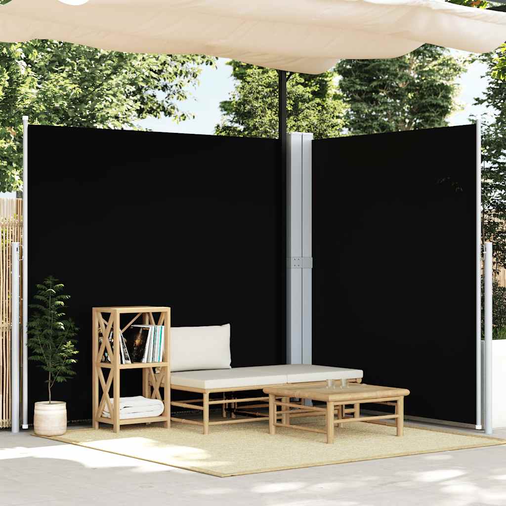 Uttrekkbar sidemarkise 200x600 cm svart