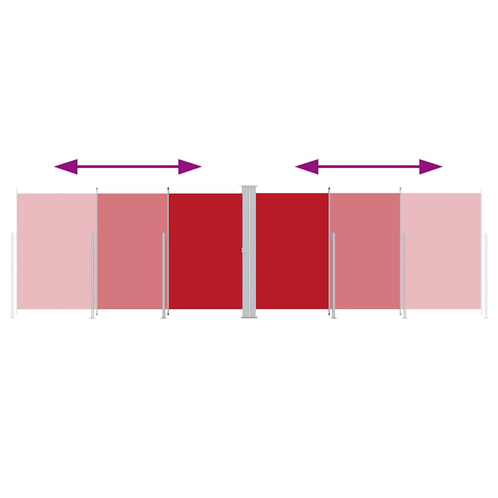 Uttrekkbar sidemarkise 200x600 cm rød