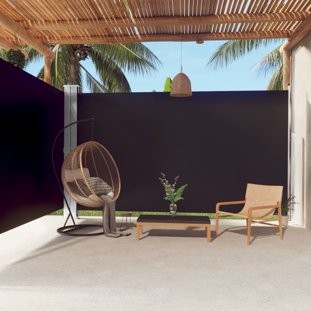 Uttrekkbar sidemarkise 220x600 cm svart