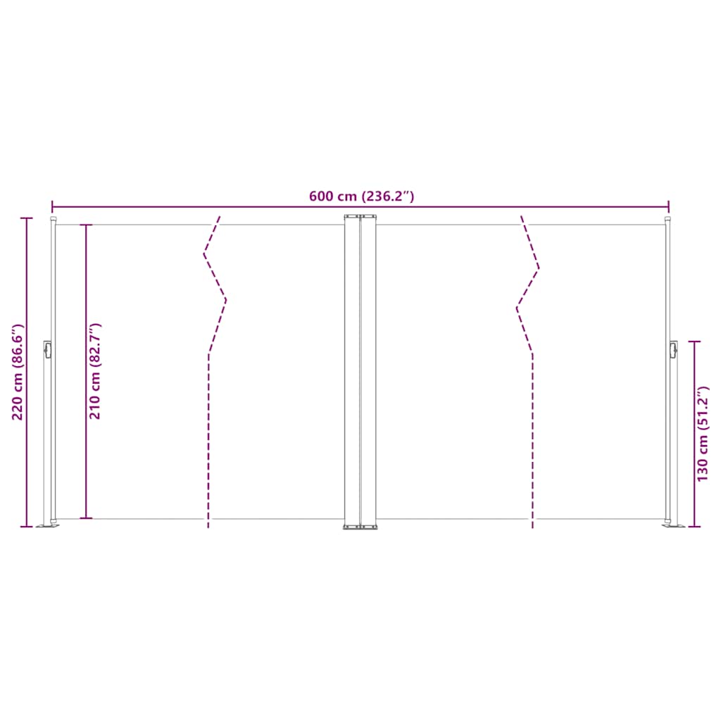 Uttrekkbar sidemarkise 220x600 cm antrasitt