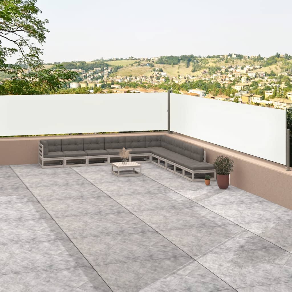 Uttrekkbar sidemarkise kremhvit 117x1200 cm