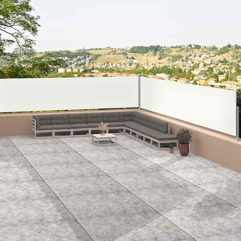 Uttrekkbar sidemarkise kremhvit 117x1200 cm
