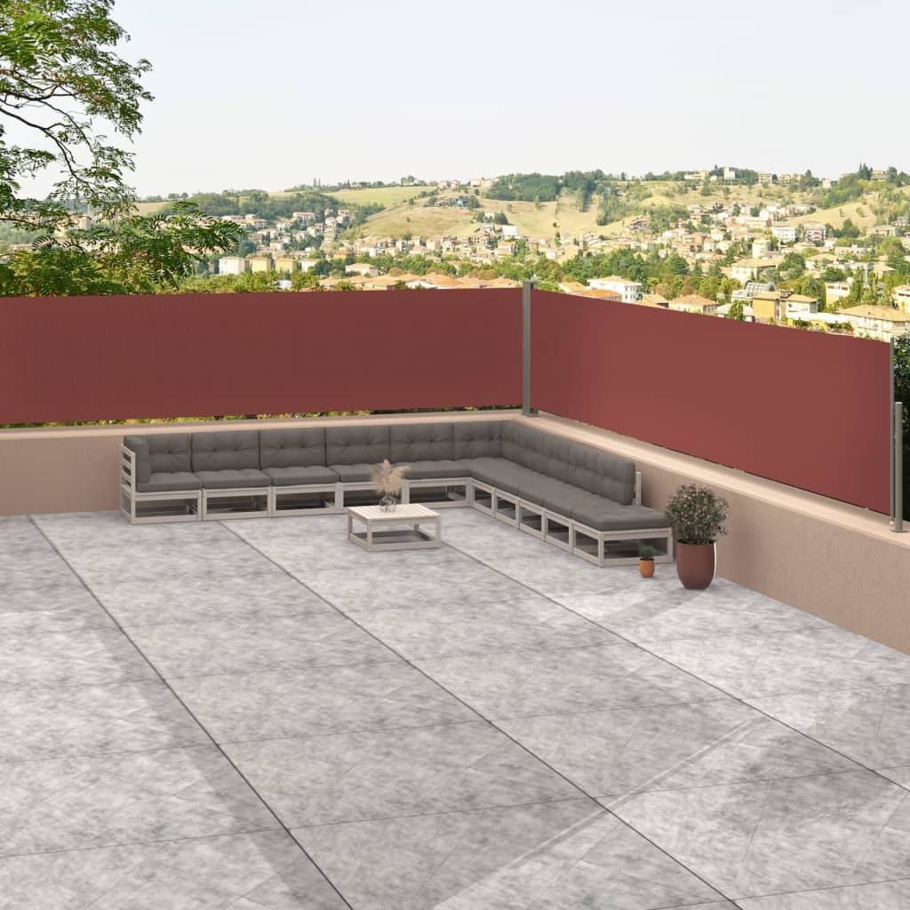 Uttrekkbar sidemarkise brun 117x1200 cm