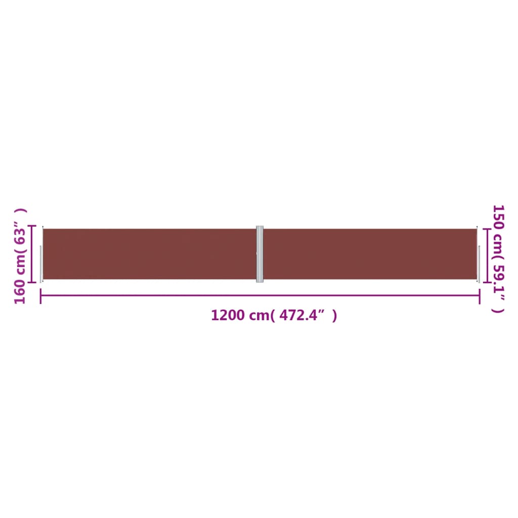 Uttrekkbar sidemarkise 160x1200 cm brun