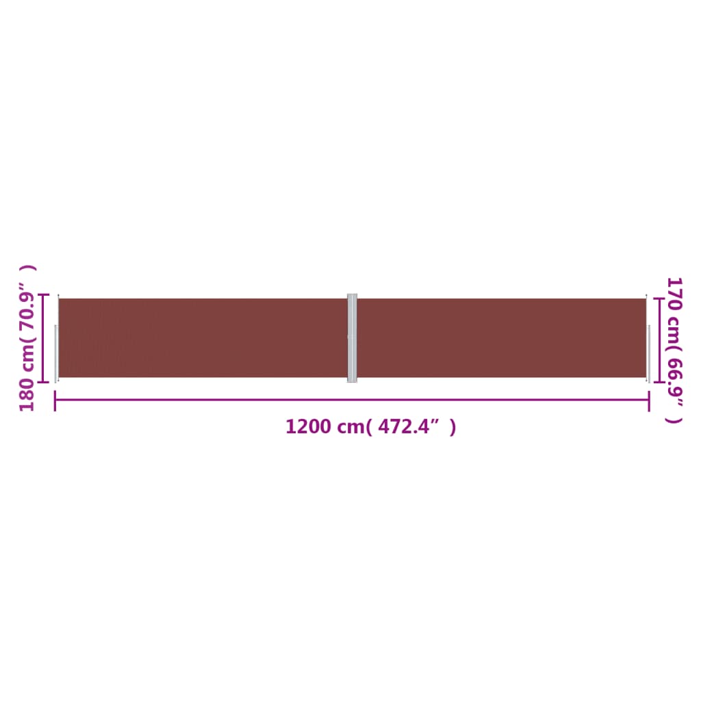 Uttrekkbar sidemarkise 180x1200 cm brun