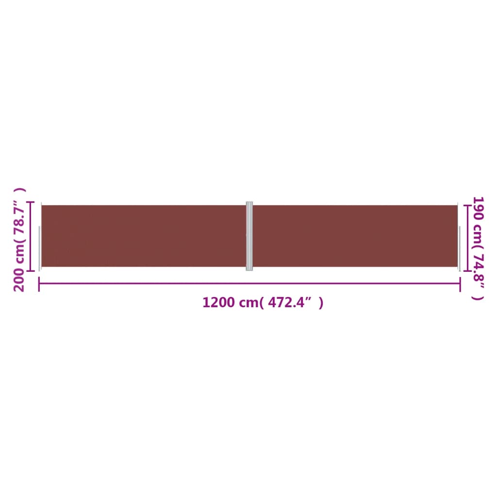 Uttrekkbar sidemarkise 200x1200 cm brun