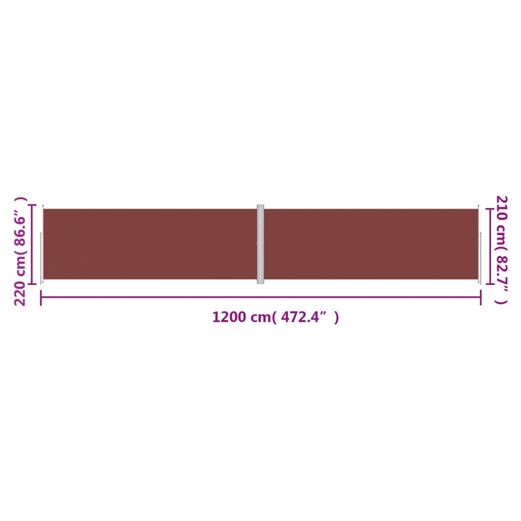 Uttrekkbar sidemarkise 220x1200 cm brun