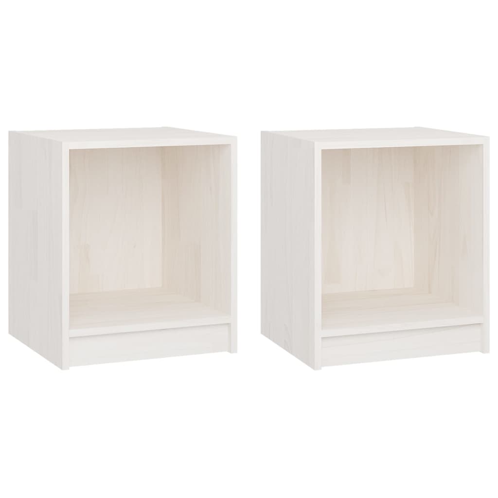 Nattbord 2 stk hvit 35,5x33,5x41,5 cm heltre furu