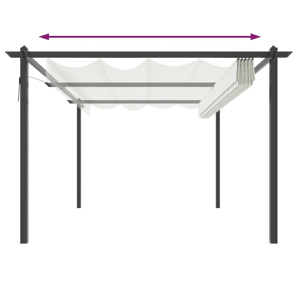 Paviljong med uttrekkbart tak 4x3 m kremhvit