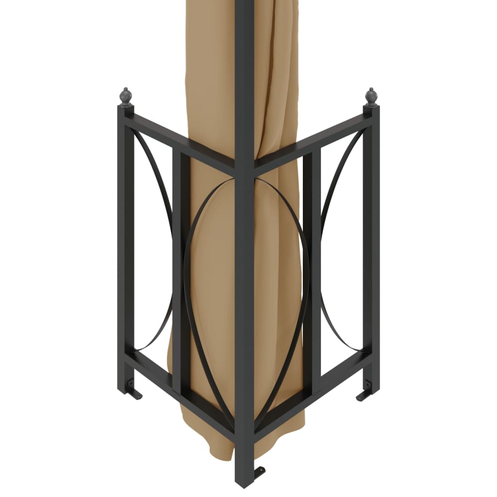 Paviljong med sidevegger og dobbelt tak 3x4 m gråbrun