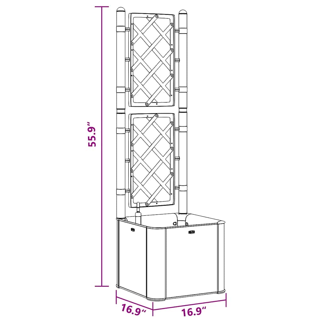 Høybed med espalier og selvvanningssystem grå