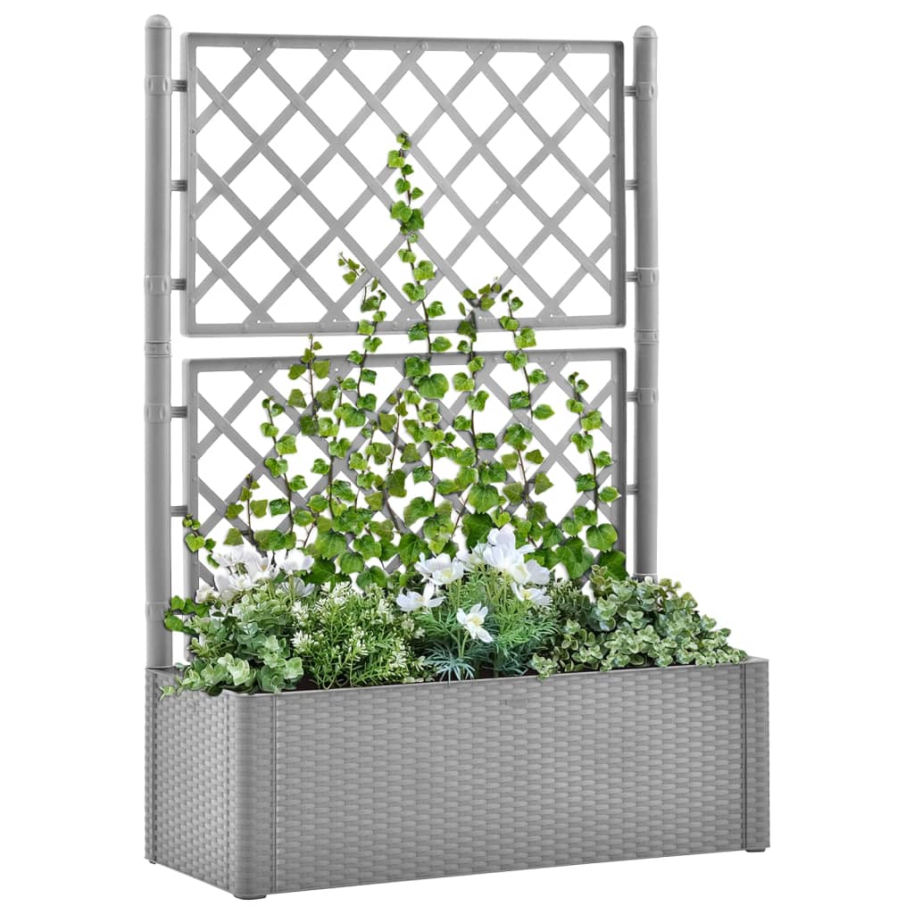 Høybed med espalier og selvvanningssystem grå