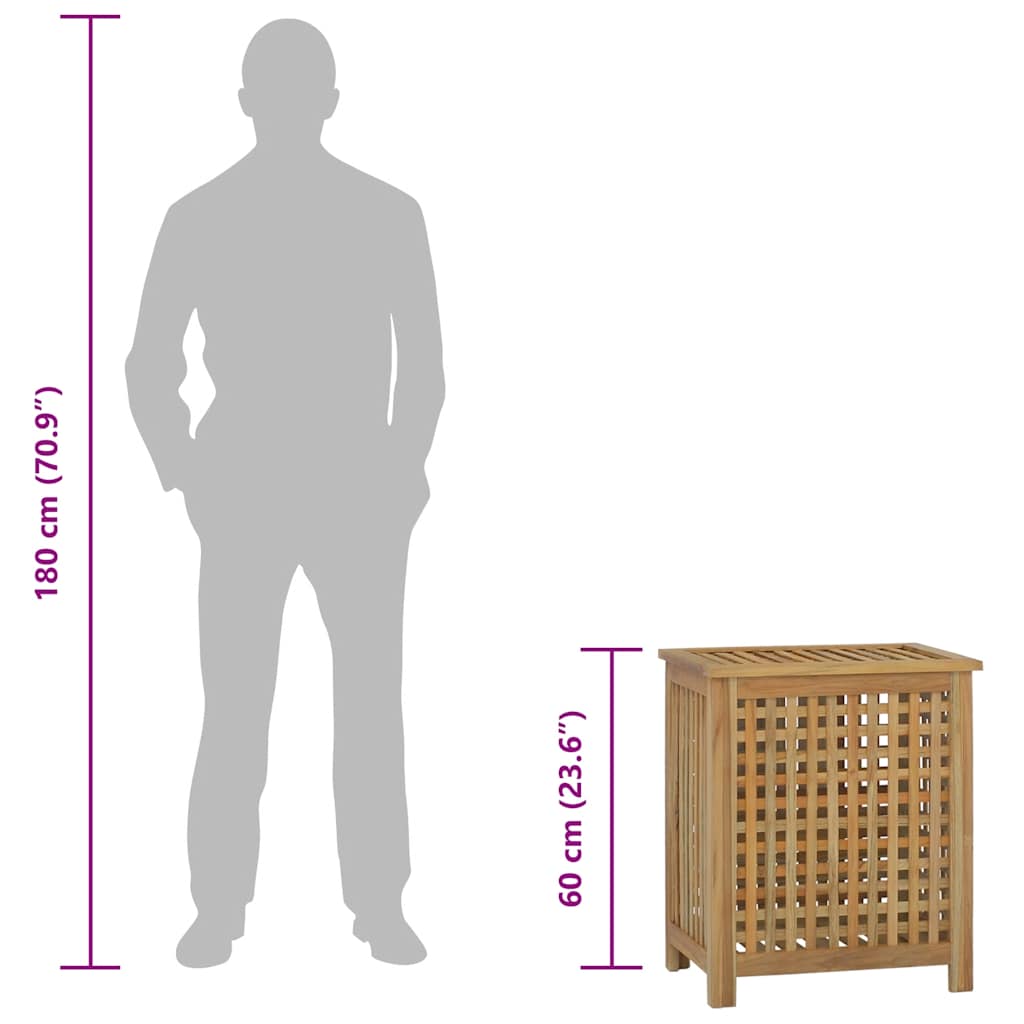 Skittentøyskurv 50x35x60 cm heltre teak