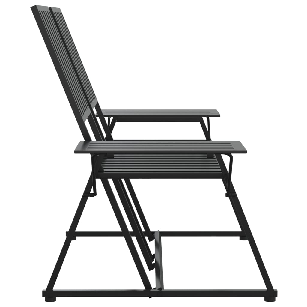 Hagebenk 2 seter 165 cm svart stål