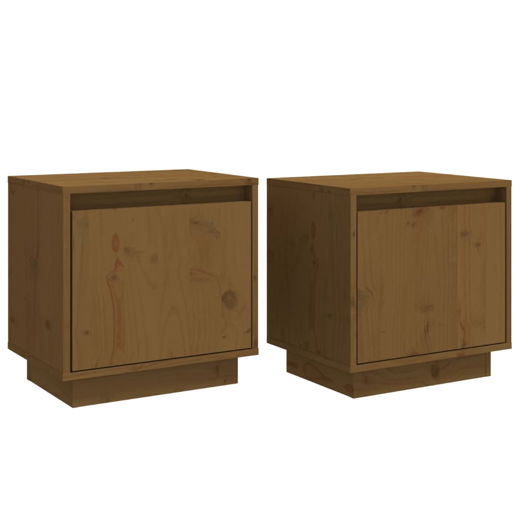 Nattbord 2 stk honningbrun 40x30x40 cm heltre furu