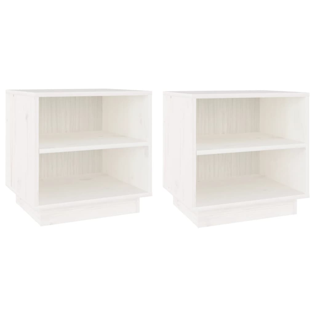 Nattbord 2 stk 40x34x40 cm heltre furu hvit