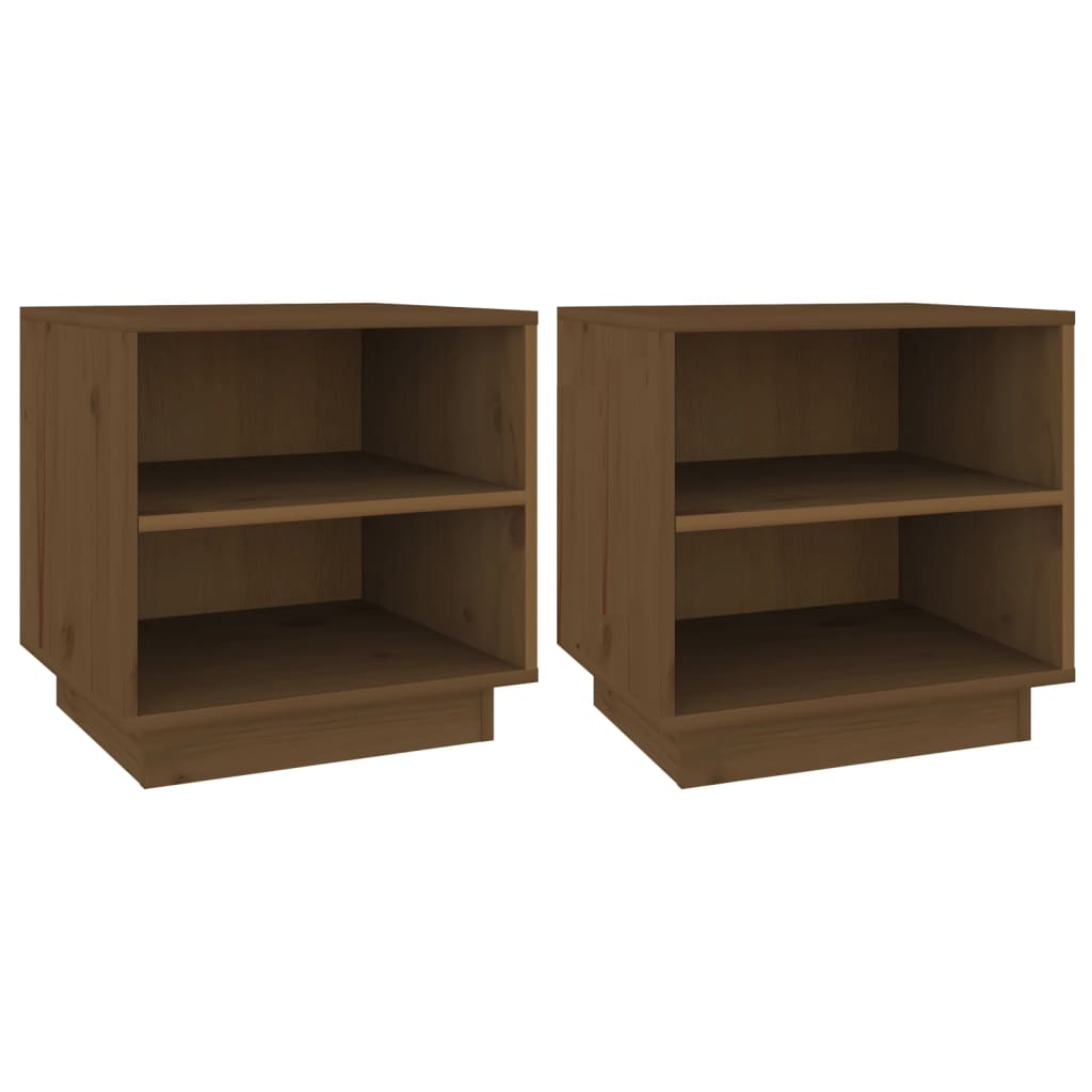 Nattbord 2 stk honningbrun 40x34x40 cm heltre furu