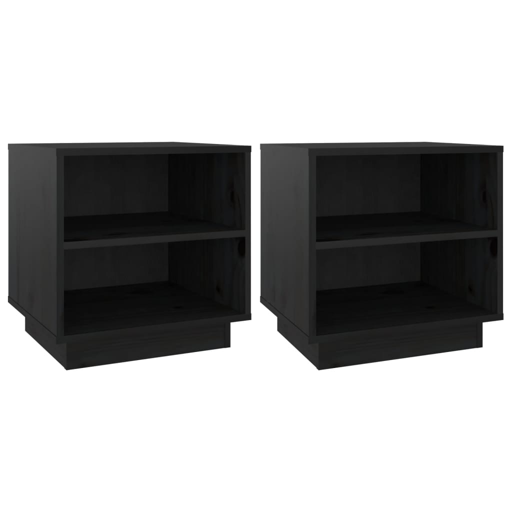 Nattbord 2 stk 40x34x40 cm heltre furu svart