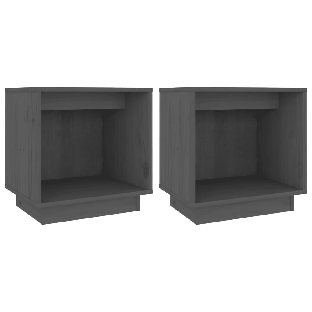 Nattbord 2 stk grå 40x30x40 heltre furu