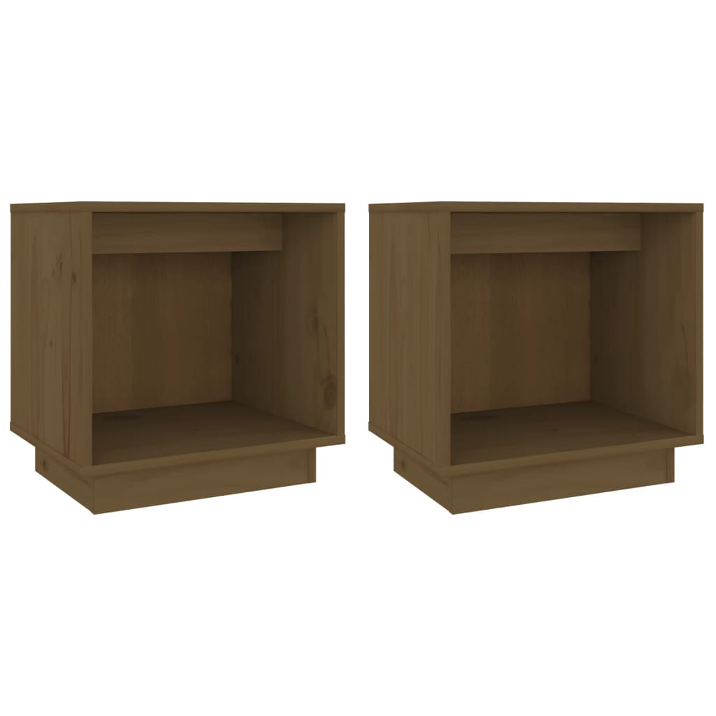 Nattbord 2 stk honningbrun 40x30x40 cm heltre furu