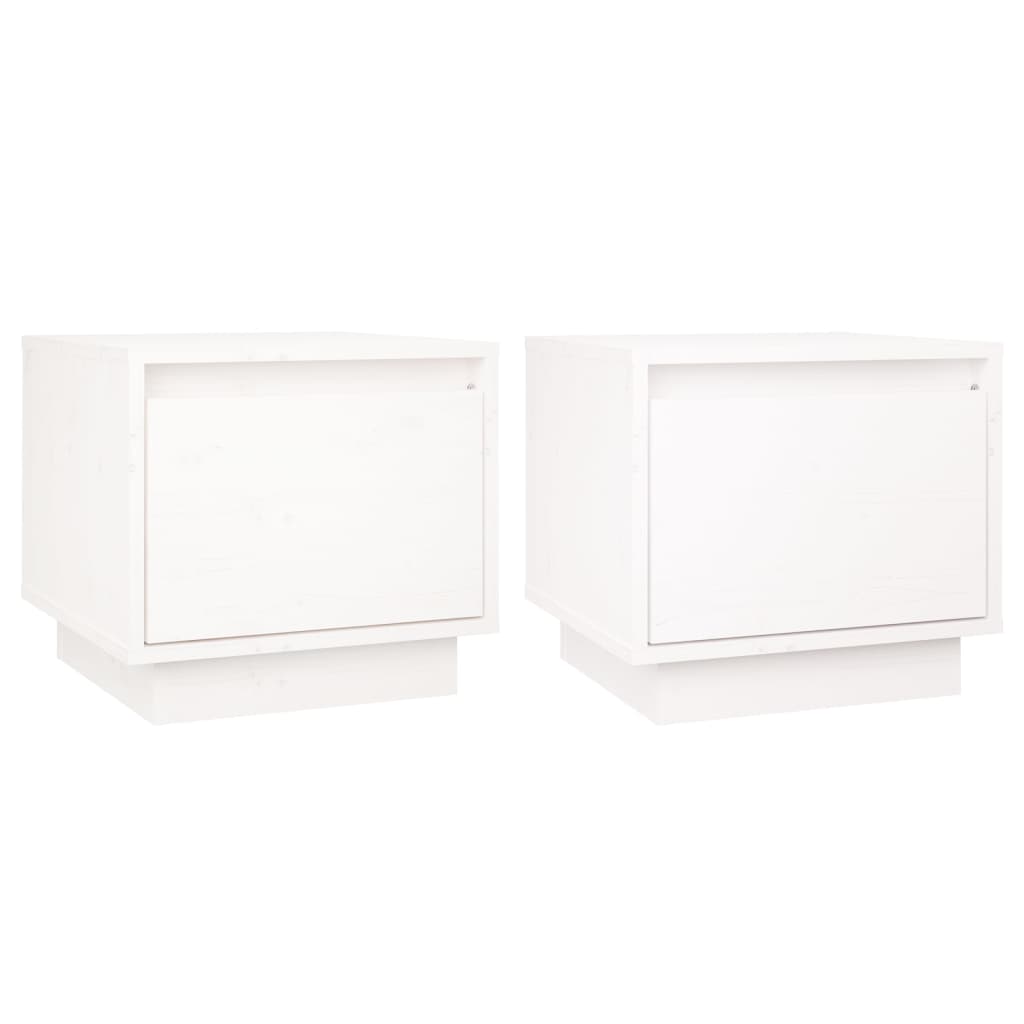 Nattbord 2 stk hvit 35x34x32 cm heltre furu