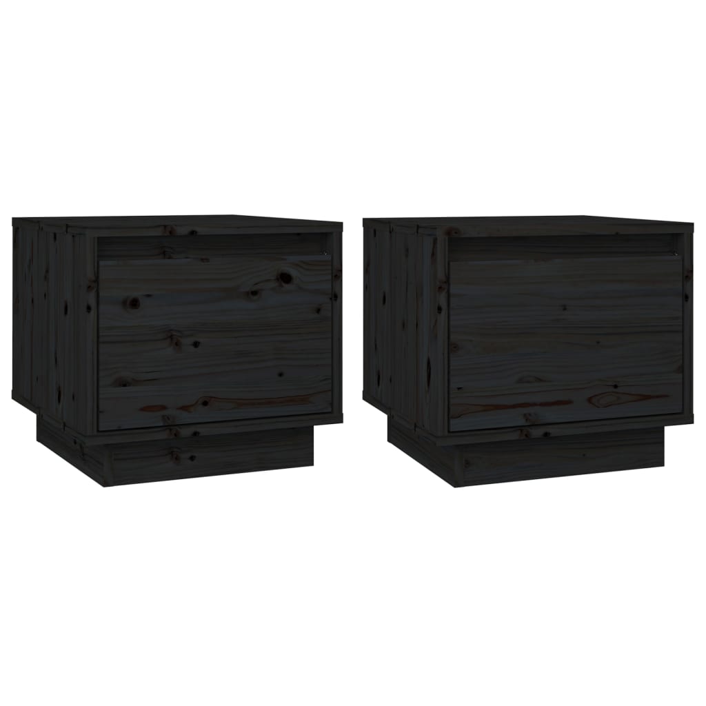 Nattbord 2 stk svart 35x34x32 cm heltre furu