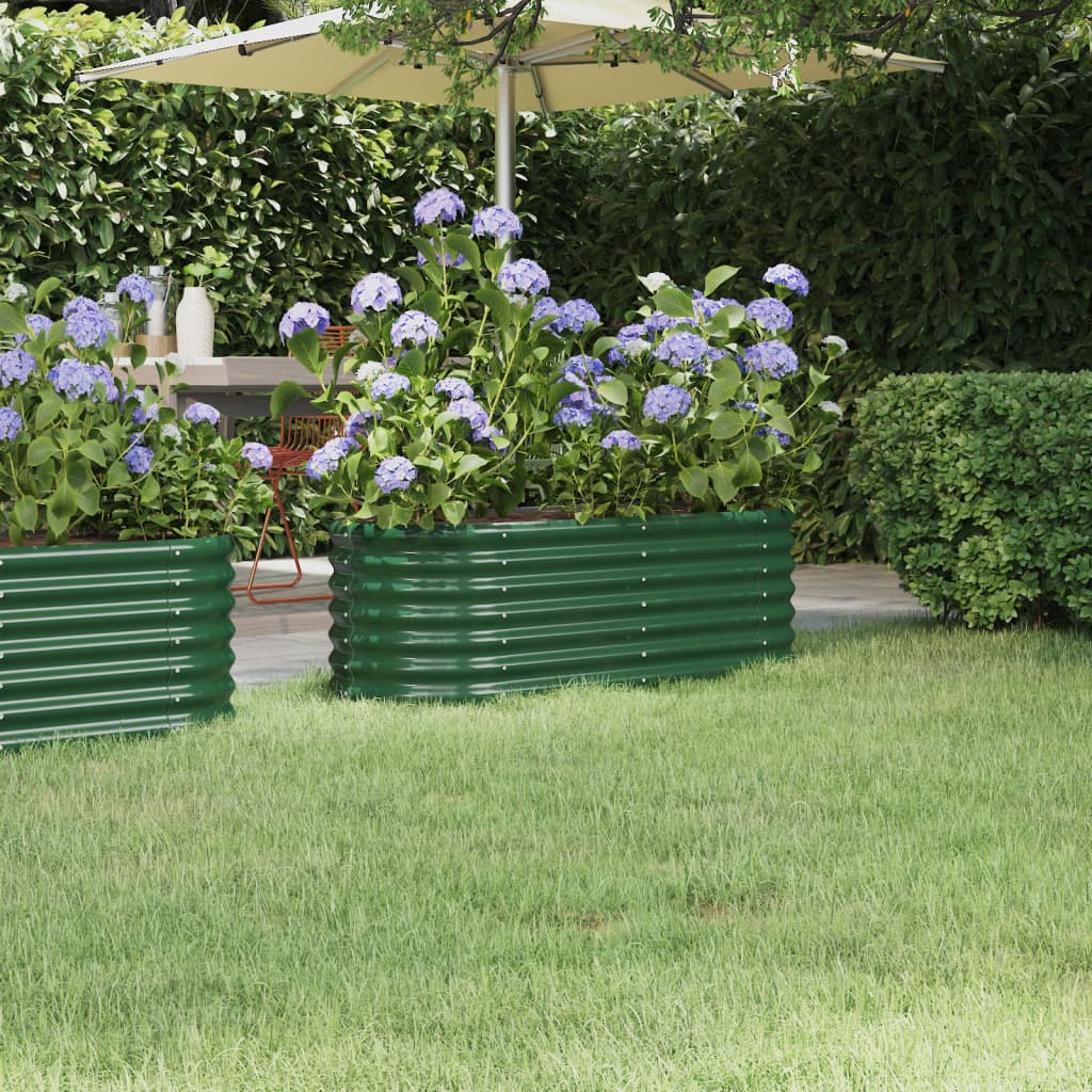 Høybed pulverlakkert stål 114x40x36 cm grønn