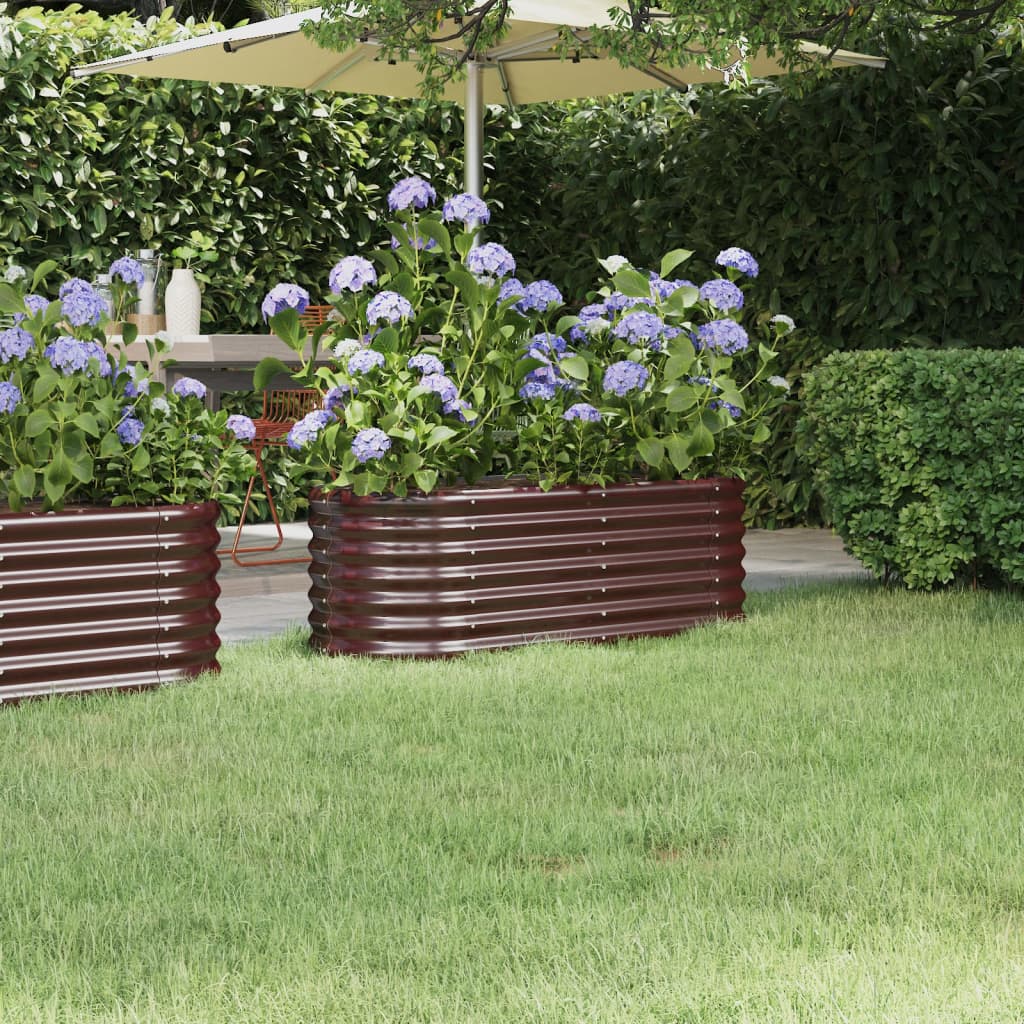 Høybed pulverlakkert stål 114x40x36 cm brun